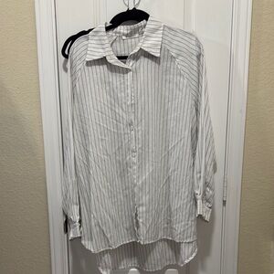 Cupshe White Button Down Shirt with Striped Pattern